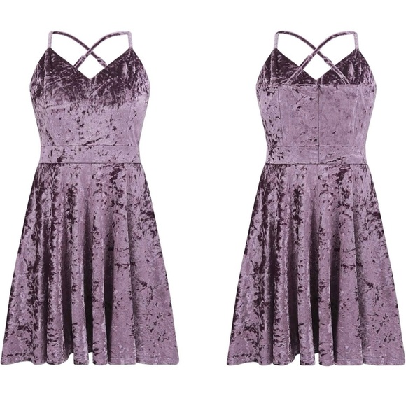 Purple Velvet Spaghetti strapped, V neck dress. Never been worn. Size XL. - Picture 3 of 8